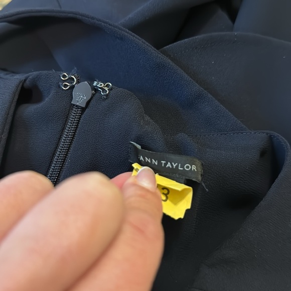 Ann Taylor navy peplum tank with zipper back - Picture 4 of 5